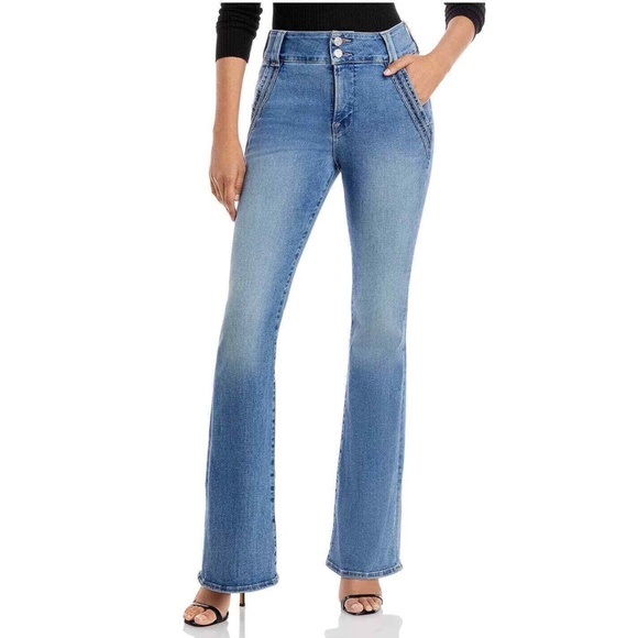 Frame The Double Detail High Rise Flare Denim Jeans Color Merced Size 32 - NWT - Picture 6 of 16